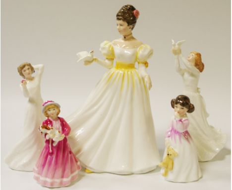 A Royal Doulton figure Kathleen HN3609; others including With Love HN3393, Thinking of You HN3124, My First Figurine HN3424 a