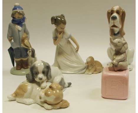 Nao model of a puppy, others; Lladro, etc