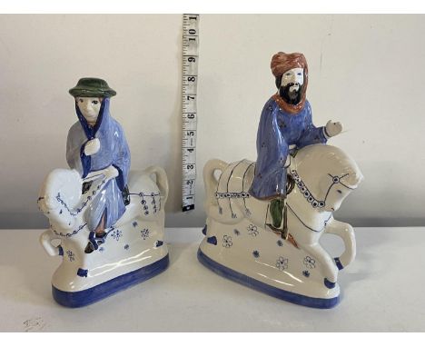 Two Rye pottery figurines from the Canterbury Tales collection 'The Knight' &amp; 'The Monk' largest 25cm