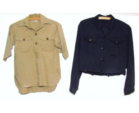 A Wiemar Republic/Third Reich Hitler Jugend Deutsches Jungvolk tropical climate short sleeve shirt, having flag design button