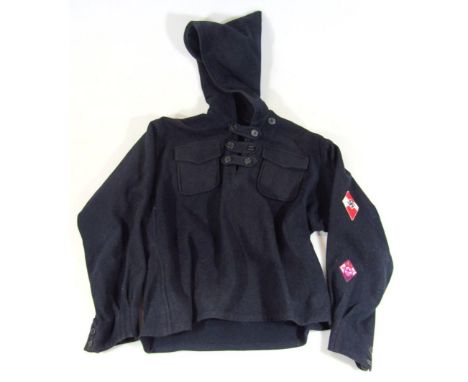 A Third Reich Hitler Jugend ski-ing jacket, with button up front and hood, with twin breast pockets, marked with Hitler Youth