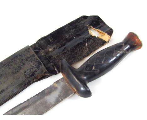 A Tabata plastic hilt knife, with double edged, semi serrated blade, possibly German Army, 1980's. (AF)