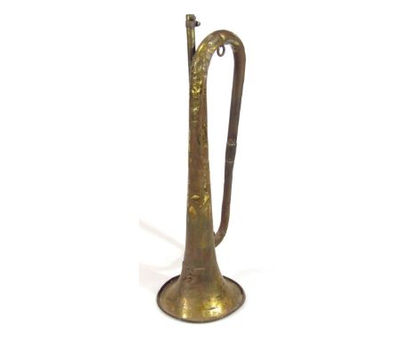 A Third Reich Hitler Jugend long bugle, with Hitler Jugend eagle applied motif having central canted swastika, (without mouth