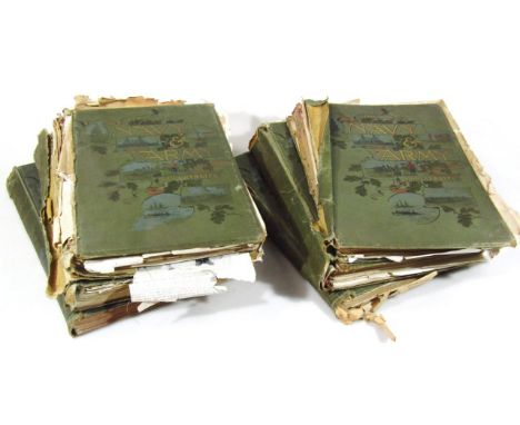 Various Navy and Army illustrated books, in green boards with gilt stencilling, 37cm x 24cm.