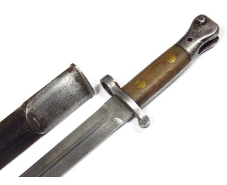 An Edwardian British Army bayonet, 1888 pattern with date marks for 1902 and King Edward VII sipher, marked Canderson of Shef