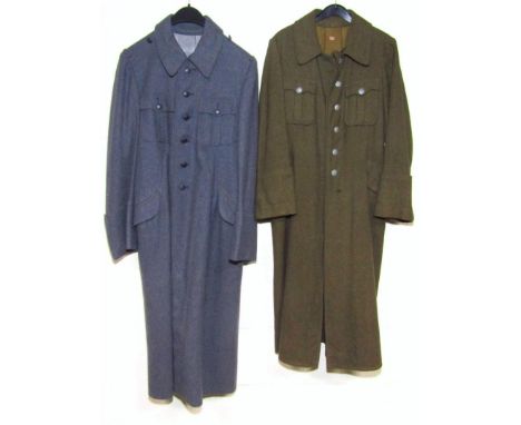Two Wiemar Republic/Third Reich Hitler Jugend Jungvolk full length woolen overcoats, one in grey marl with twin breast pocket