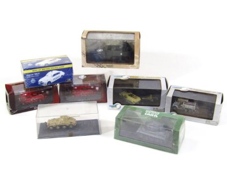 Various boxed die-cast blister packs, etc army vehicles and others to include VI Tiger tank, 12cm wide, multiply gun motor ca