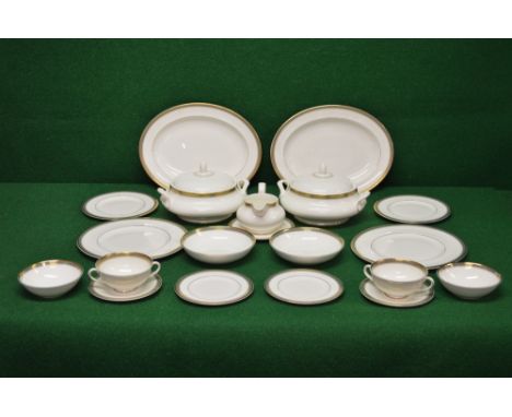 Royal Doulton Clarendon H4993 nine place setting dinner service to comprise: two each of oval serving plates, lidded circular