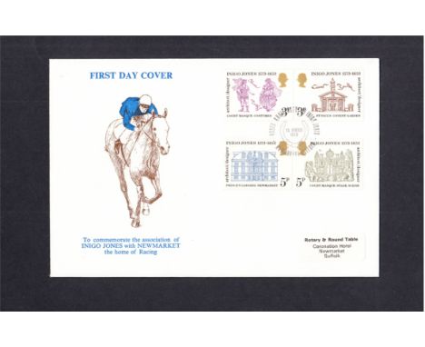 1973 Inigo Jones Newmarket (Rotary) Official FDC. Address label, fine. Cat £150