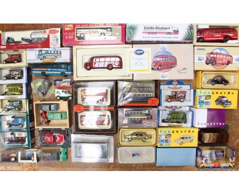 Diecast: A collection of assorted boxed modern diecast vehicles to include EFE, Vanguards, Corgi and others. (one box)