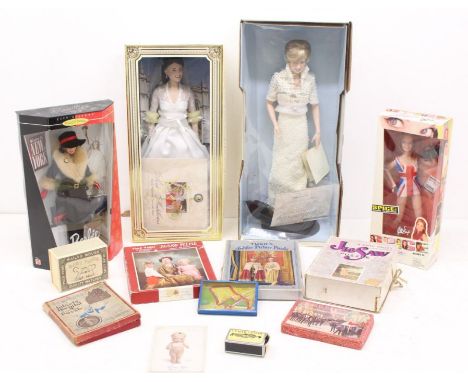 Dolls: A collection of assorted modern dolls to comprise: Franklin Mint Princess Diana and Kate Middleton; Barbie 1998 Winter