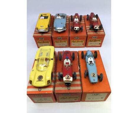 VIP Raceways: A collection of seven boxed VIP Raceways vehicles to comprise: Healey, R65S, yellow body in correct colour spot