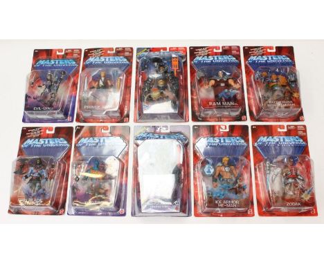 Masters of the Universe: A collection of ten carded Masters of the Universe, Mattel figures to comprise: Ice Armor He-Man, Zo