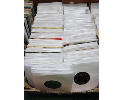 Box of approximately 200, large selection of iconic golden oldies 45 rpm records from 1960's, covering artists from M to R to