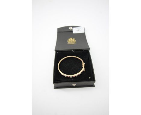 Victorian style gold bangle set with amethyst and pearl 