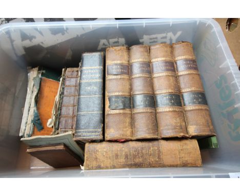 Selection of Victorian leather backed books,including Rural Encyclopedia in 4 Volumes, Sunday Magazine 1878 