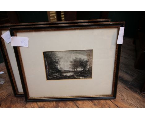Another fine framed etching by Jean Baptiste-Camille COROT, 1796-1875. Charles Nicholls & Son, Manchester label on reverse