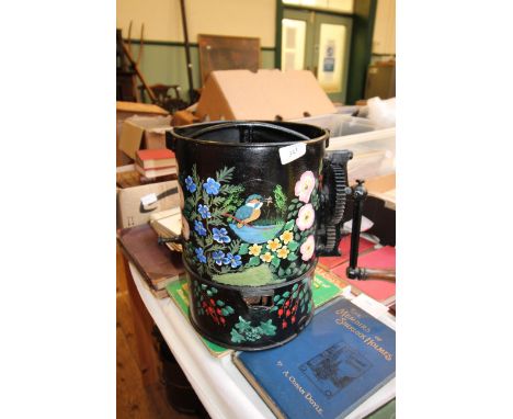 Barge ware churn with ratchet handle, nicely decorated 