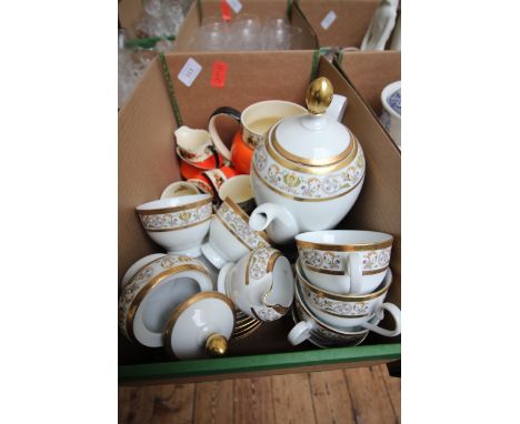 Part tea set including teapot, Sellmann, Bavaria and vintage coffee cups by Wedgwood including jug