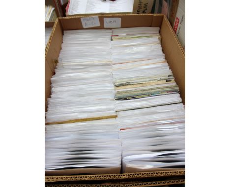 Box of approximately 200, 45 rpm records from 1960's, covering artists collated A-C including vintage Decca records, The Beat