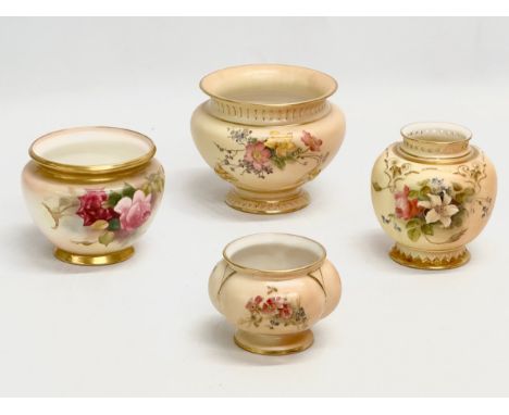 4 pieces of Royal Worcester. A signed Early 20th Century E.M. Fildes Royal Worcester bowl. 3 Late 19th Century Royal Worceste