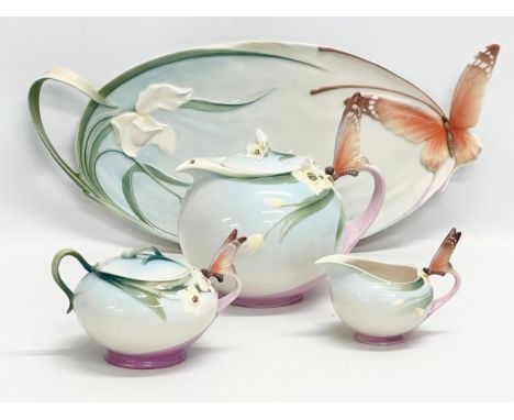 A Franz Papillon Butterfly Series 4 piece tea service. Tray 45x21cm.