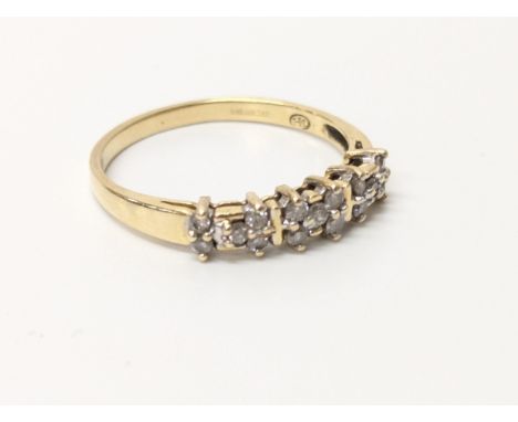 14ct gold &amp; multi diamond ring. UK size P. 2 grams