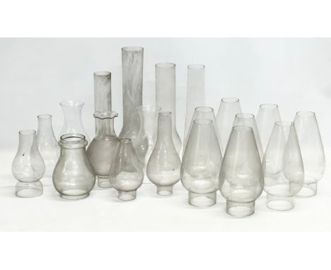 A collection of Late 19th and Early 20th Century oil lamp funnels. 36.5cm, 31.5cm, 29.5cm, 24cm