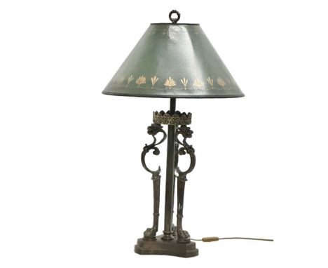 A large bronzed brass table lamp. 80cm