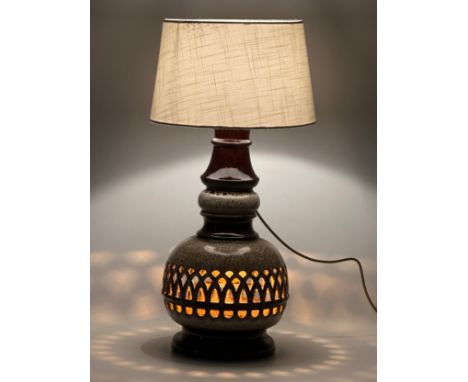 A large West German Mid Century table lamp. 68cm with shade. 49cm without shade and fittings.
