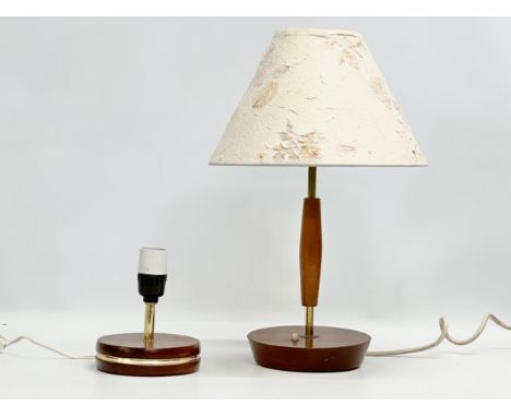 Two Mid Century teak table lamp. 41cm. 14cm