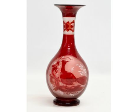 A Late 19th Century Bohemian ruby glass vase. 24cm