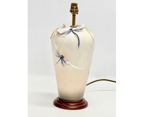 A Franz Porcelain Dragonfly table lamp. 40cm