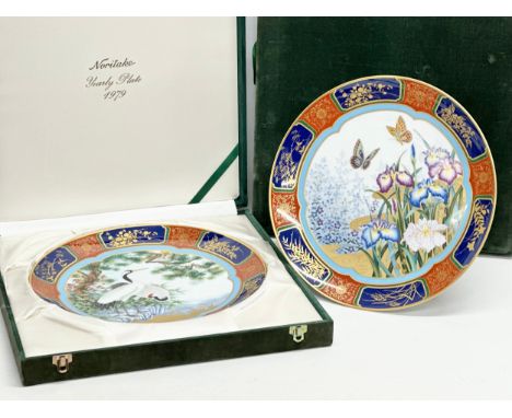 A pair of large Limited Edition Noritake Yearly Plates. 1979-1980. With boxes. 35.5cm. Boxes 44x44cm