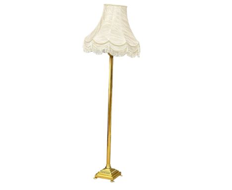 A brass standard lamp with Corinthian style column. (3)
