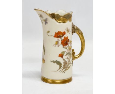 A Late 19th Century Royal Worcester Blush Ivory jug. 17cm