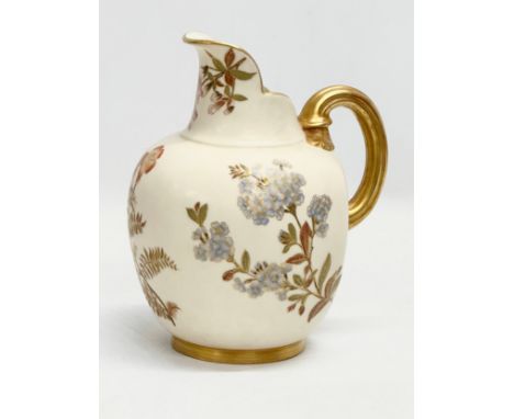 A Late 19th Century Royal Worcester Blush flat back jug. 16x20cm