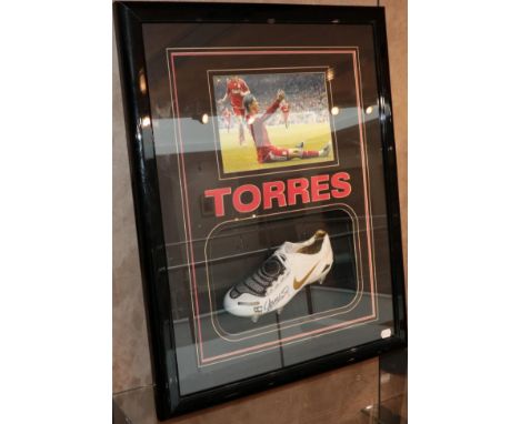 Fernando Torres Nike Total Ninety Lazer Signed Football Boot framed with photographWith Soccer Speaker Certificate of Authent