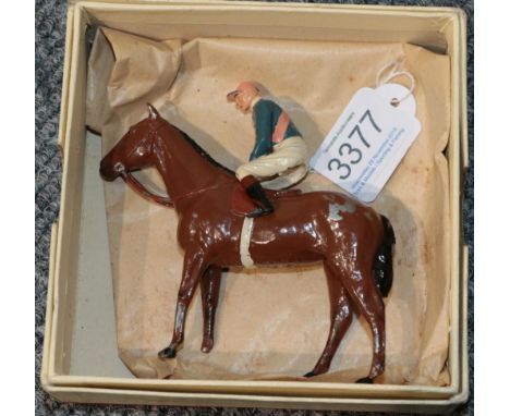 Britains Racing Colours Lord Astor blue with pink sash silks, pink cap on bay (G-F box G)