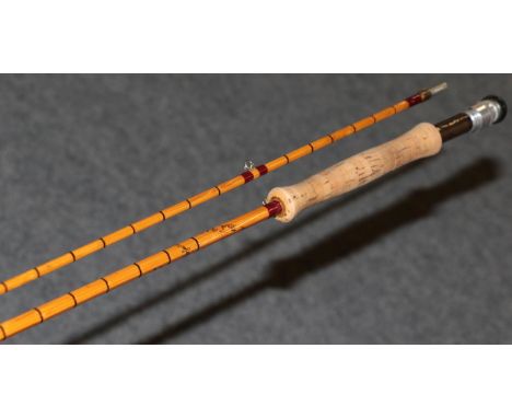 A Hardy 2pce Split Cane 'Perfection # 5' Fly Rod, serial number H57678, with burgundy whipping, agate lined butt ring and tip