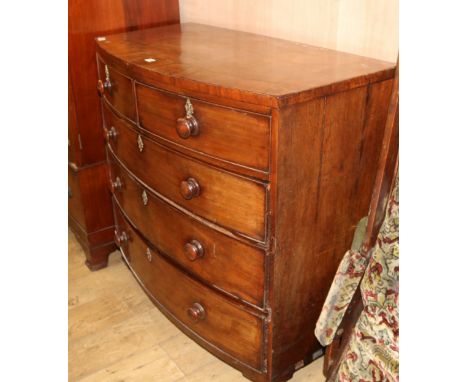 A 19th century mahogany bow front chest of drawers, W.106cm