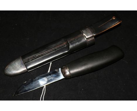 A boxed Norwegian sterling silver mounted ebonised handled knife by David Andersen.