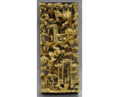 A Chinese giltwood panel