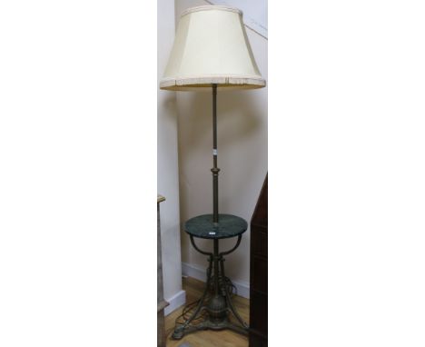 A Victorian brass telescopic lamp stand