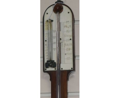 A Victorian rosewood stick barometer with ivory vernier scale, H.90cm