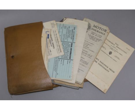 A collection of automobile and other ephemera relating to Emilio Capriotti, including three Automobile Association Touring wa
