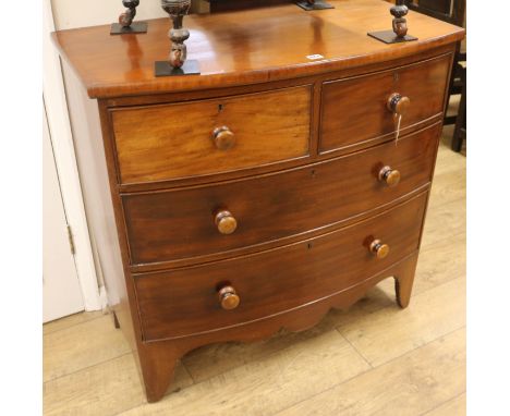 A mahogany bow front chest of drawers, W.92cm