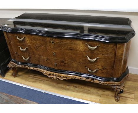 An Italian walnut commode, W.150cm
