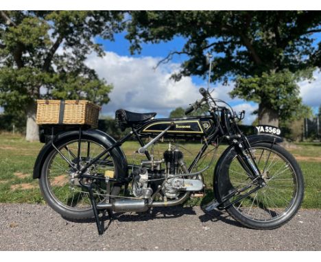 Hemming flat tank motorcycle. 1922. With Blackburne 4¼HP engine and Moss 3 speed gearbox. Frame No. L516Engine No. F371This b