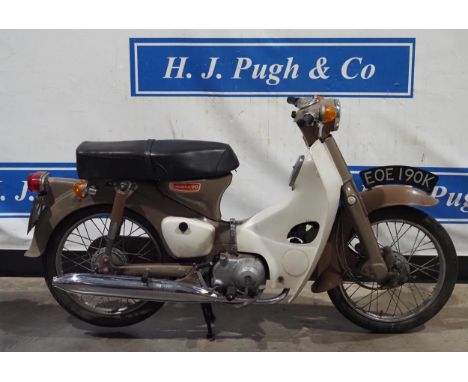 Honda C90E moped, 1971.Engine turns over, had top end rebuild 3 years ago and not used since.Reg. EOE 190K. No docs, key 